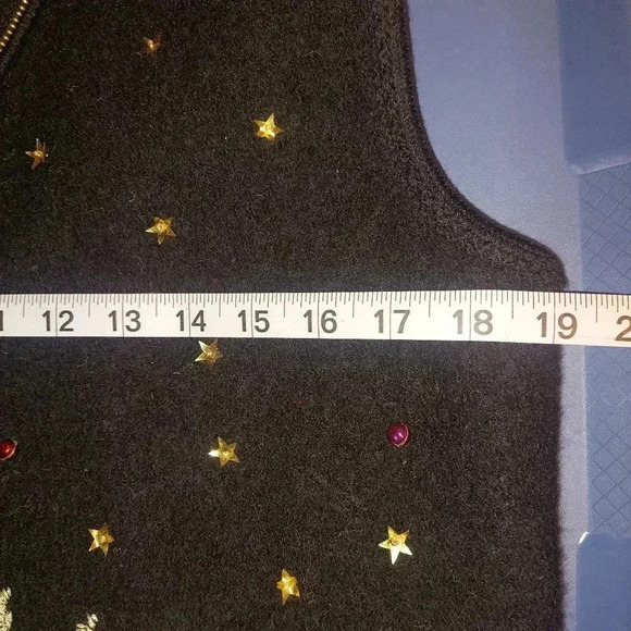 Seventh Avenue Christmas Sweater Vest Reindeer Size Medium Boiled Wool - Picture 8 of 9